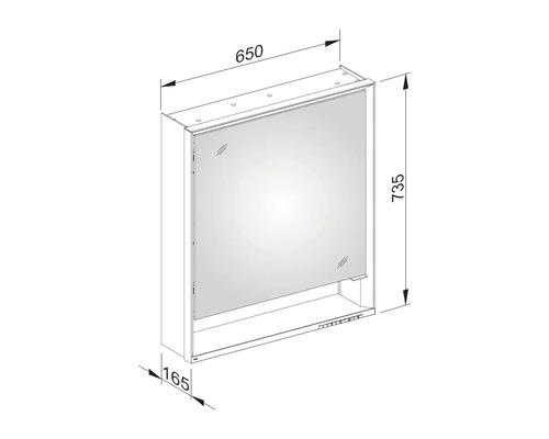 Dessin technique d''une armoire de toilette avec dimensions