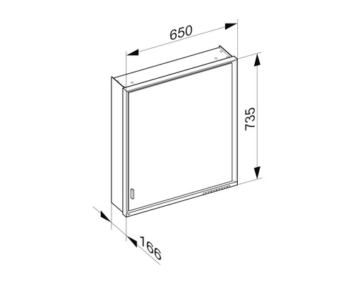 Schéma technique d''une armoire de toilette avec dimensions.