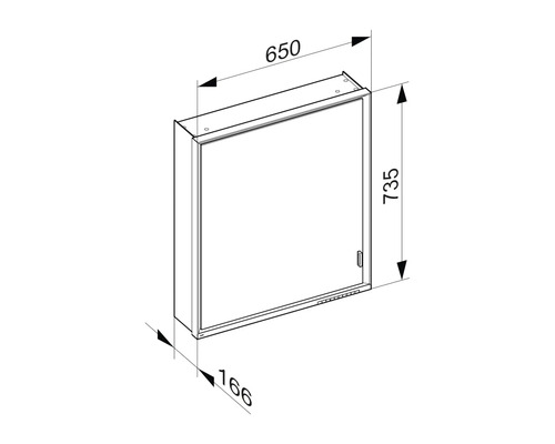 Schéma technique d''une armoire de toilette avec dimensions.