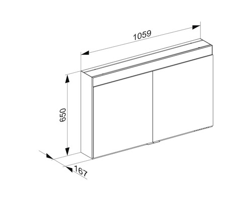Dessin technique d''une armoire de salle de bain avec dimensions