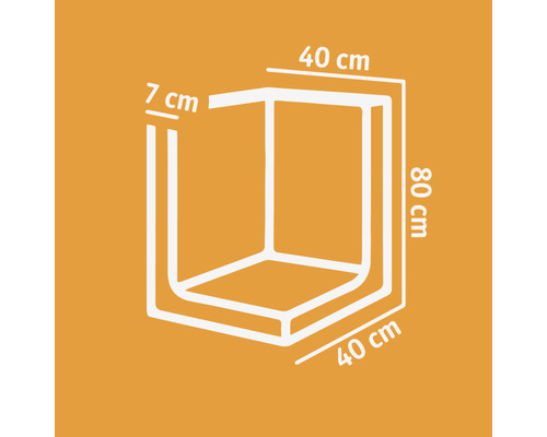 Technische Zeichnung einer Duschkabine mit den Maßen 40 cm, 40 cm, 80 cm und 7 cm