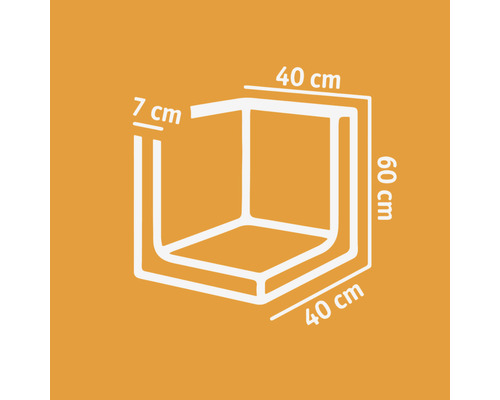 Technische Zeichnung einer Duschkabine mit Massangaben: 40 cm Breite, 60 cm Höhe, 7 cm Tiefe