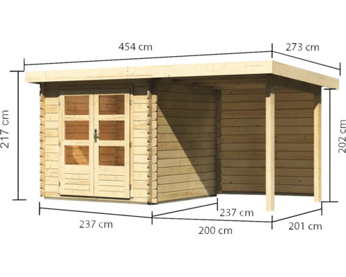 Dimensions d''un abri de jardin en bois avec porte double