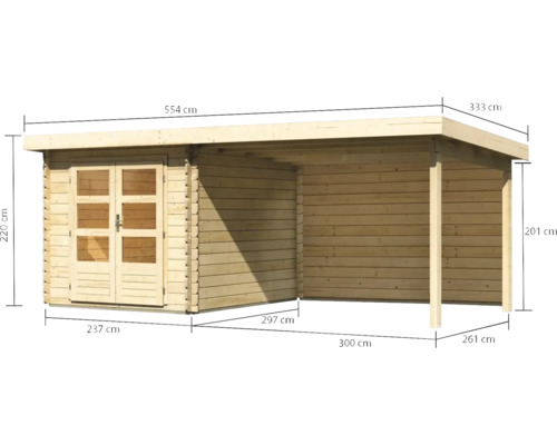 Abri de jardin en bois avec annexe et dimensions