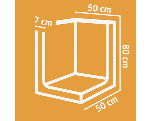Dessin technique d''une cabine de douche avec dimensions : 50 cm de largeur, 80 cm de hauteur et 7 cm de profondeur