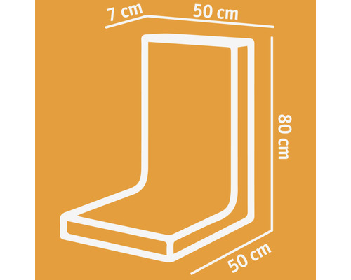 Schéma d''un coussin mesurant 50 sur 80 sur 7 centimètres