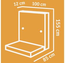 L-Stein Winkelstein Sichtbeton bewehrt grau 100 x 12 x 155 cm Fusstiefe = 85 cm