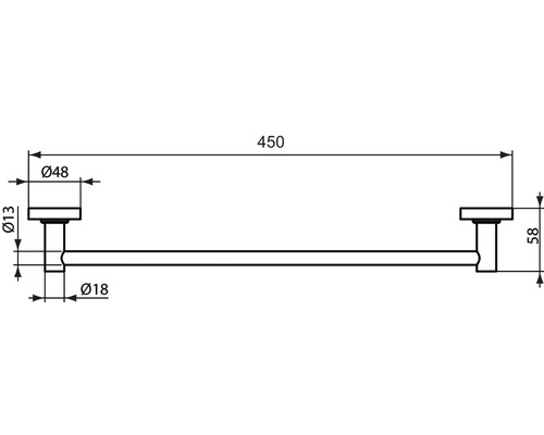 Schéma technique d''un porte-serviettes avec dimensions.