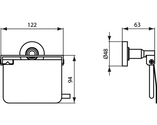 Schéma technique d''un distributeur de papier toilette avec dimensions