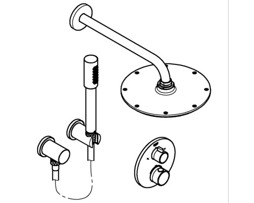 Ensemble de douche avec douche de tête, douchette à main et mitigeur thermostatique