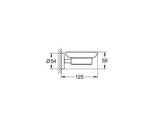 Schéma technique d''un porte-savon avec dimensions.