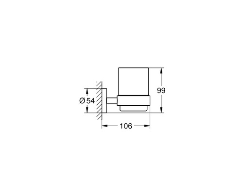 Dessin technique d''un porte-gobelet pour brosse à dents avec indications de dimensions