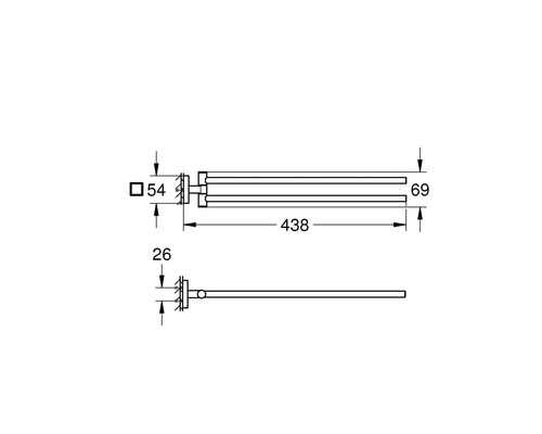 Schéma technique d''un porte-serviettes avec dimensions