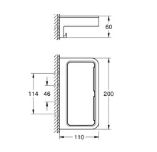 Technische Zeichnung eines Badezimmeraccessoires mit Maßangaben