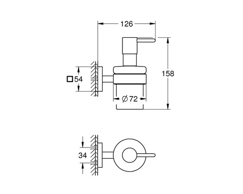 Schéma technique d''un distributeur de savon avec dimensions