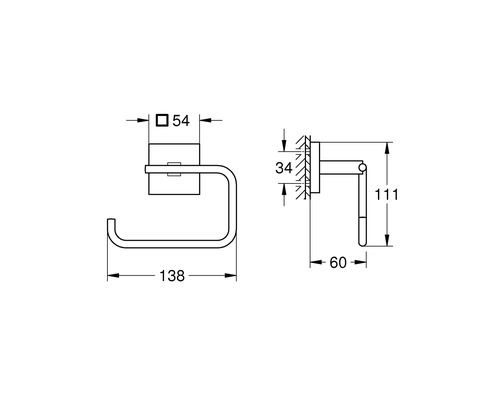 Dessin technique d''un porte-papier toilette avec indication des dimensions