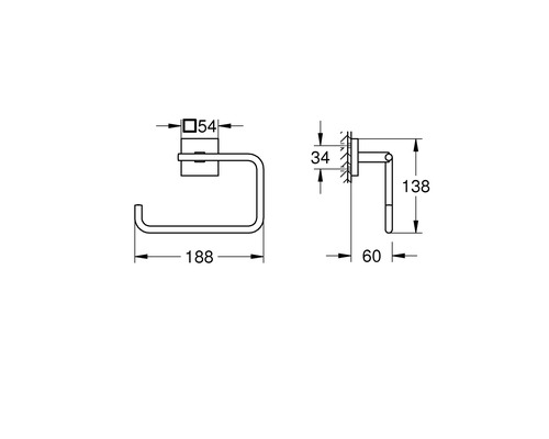 Schéma technique d''un porte-papier toilette avec dimensions