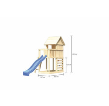 Tour de jeux cabane de jeux Karibu Frieda 107 x 107 cm en bois composée d'un toboggan, d'un mur d'escalade