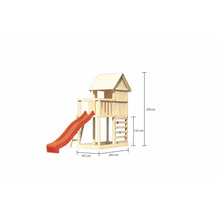 Tour de jeu avec toboggan et mur d''escalade, dimensions: 291 cm de hauteur, 107 cm de longueur de toboggan, 202 cm de largeur