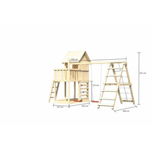 Maison de jeux en bois avec balançoire et échelle avec dimensions