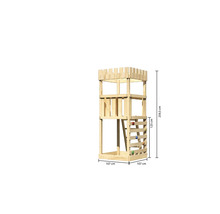 Tour de jeux en bois avec mur d''escalade et dimensions 107 cm x 107 cm x 259,5 cm