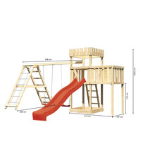 Spielturm mit Rutsche, Schaukel und Leiter mit den Maßen 264 cm x 308 cm x 259,5 cm