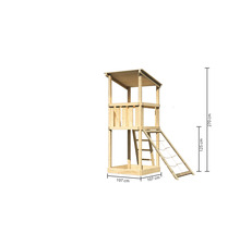 Spielturm aus Holz mit Leiter und Abmessungen