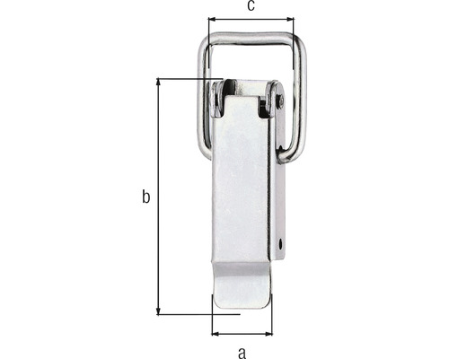 Dessin d''un verrou de fermeture chromé avec cotes