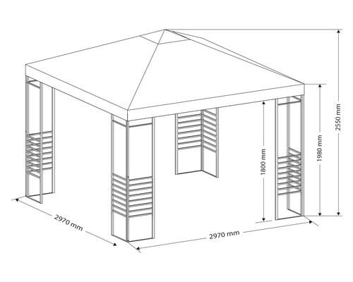 Dessin technique d''un pavillon avec dimensions