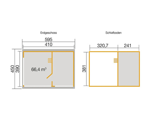 Plan avec dimensions pour le rez-de-chaussée et la mezzanine