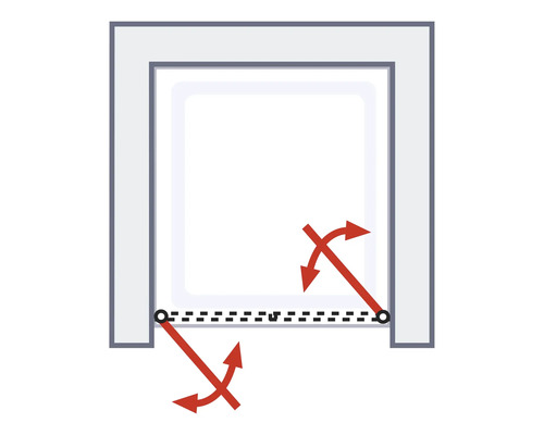 Illustration de la fonction pivotante d''une cabine de douche
