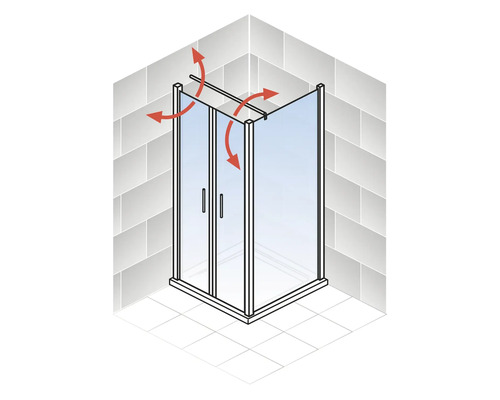 Eckdusche mit flexibler Schwenkfunktion in Badezimmerumgebung