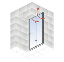 Illustration d''une porte de douche avec des flèches d''aération