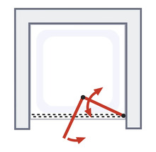 Illustration de la zone de pivotement d''une porte