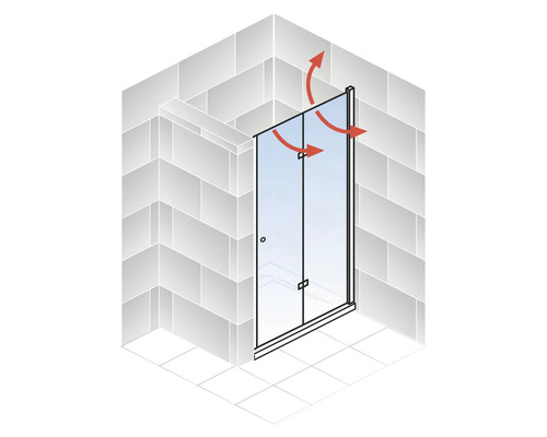 Illustration einer Duschkabine mit Lüftung im Badezimmer