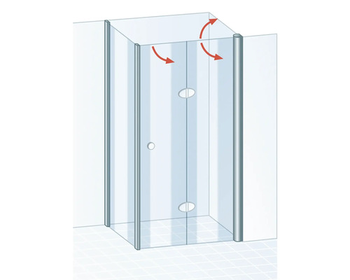 Duschkabine mit schwenkbaren Glaselementen