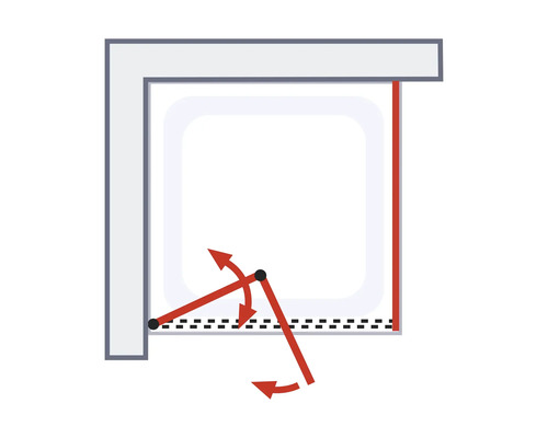 Darstellung einer Duschkabine mit Schwingtür