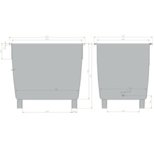 Schéma technique d''une baignoire avec dimensions