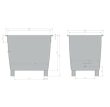Dessin technique d''un bac à plantes avec dimensions