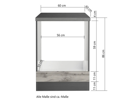 Masse einer Badmöbelkonsole