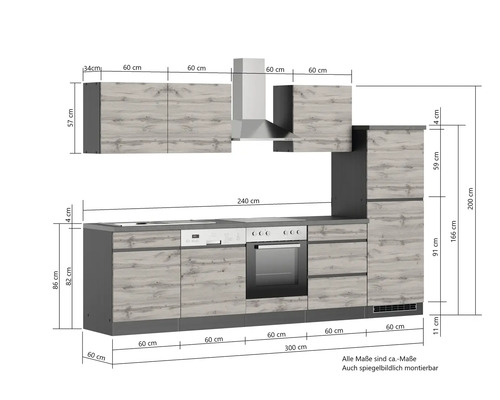 Cuisine équipée avec dimensions