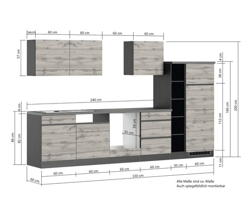 Küchenzeile mit Massen