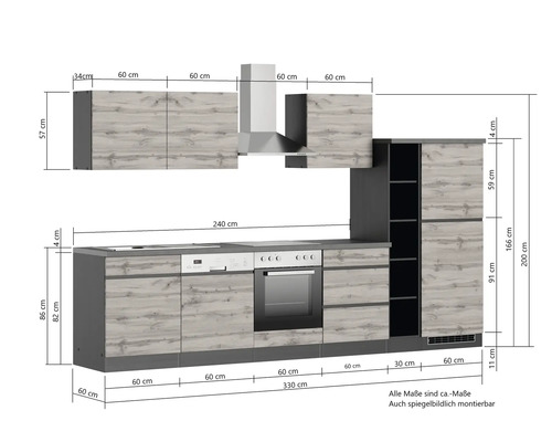 Cuisine équipée avec dimensions