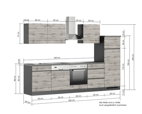 Cuisine équipée avec dimensions