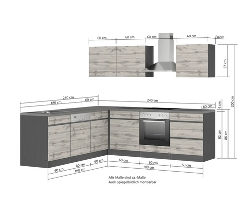 Image d''une cuisine équipée avec dimensions