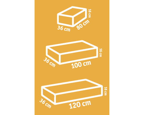 Darstellung von drei Schaumstoffzuschnitten in unterschiedlichen Größen