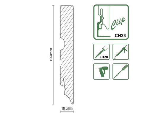Dimensions et méthode de fixation par clip pour un lambris en bois