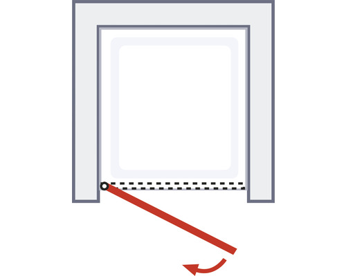 Illustration d''une porte de douche avec mécanisme pivotant