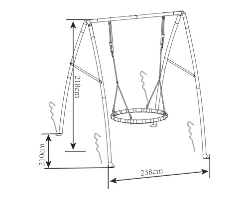Illustration d''une balançoire avec des dimensions pour le jardin