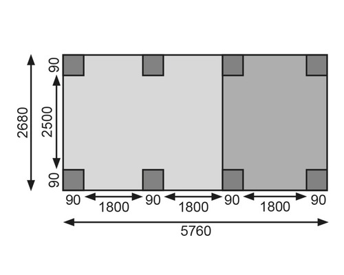 Plan avec dimensions en millimètres